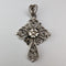 Circa 1930 British Vintage Sterling Silver Floral Decor Cross Pendant Boorman & Son