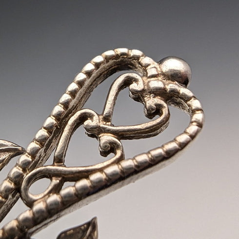 Circa 1930 British Vintage Sterling Silver Floral Decor Cross Pendant Boorman & Son