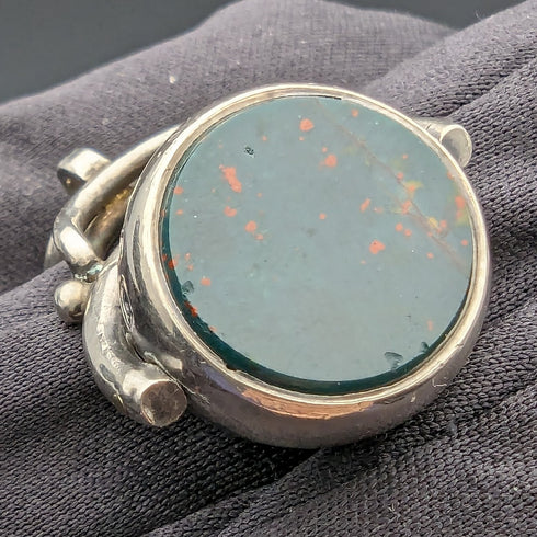 Circa 1900 British Antique Sterling Silver Albert Chain 35g 2 Color Rotating Fob