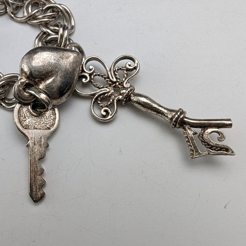 1973 British Vintage Sterling Silver Charm Bracelet 26g