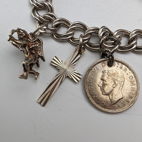 1971 英國復古純銀吊飾手鍊 39 克