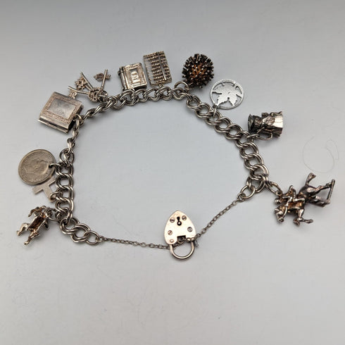 1971 英國復古純銀吊飾手鍊 39 克