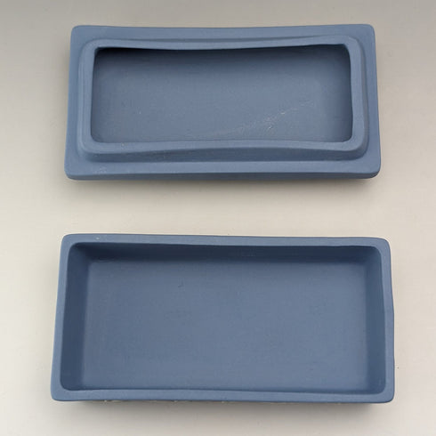 英國復古韋奇伍德碧玉長方形盒子配件淡藍色