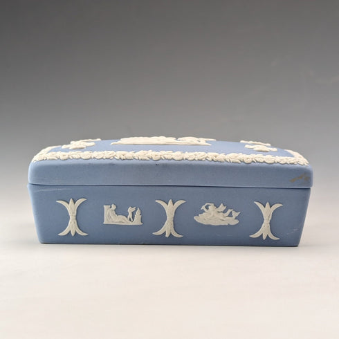 英國復古韋奇伍德碧玉長方形盒子配件淡藍色