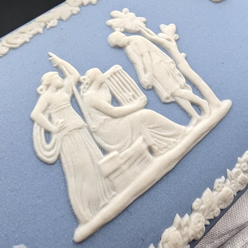 英國復古韋奇伍德碧玉長方形盒子配件淡藍色