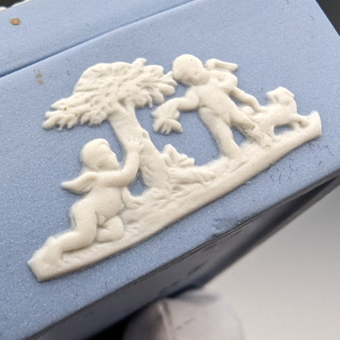 英國復古韋奇伍德碧玉長方形盒子配件淡藍色