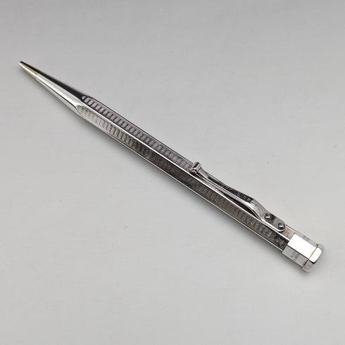 British Vintage Yard O' Red Rolled Silver Hexagon Propelled Pencil in Case