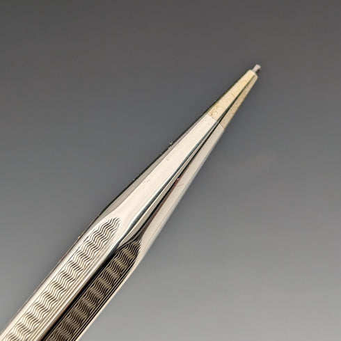 British Vintage Yard O' Red Rolled Silver Hexagon Propelled Pencil in Case