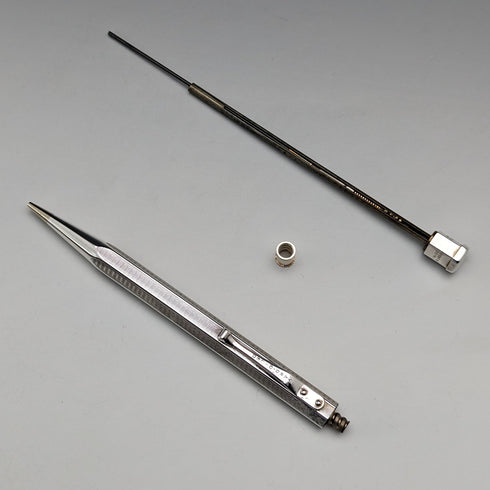 British Vintage Yard O' Red Rolled Silver Hexagon Propelled Pencil in Case