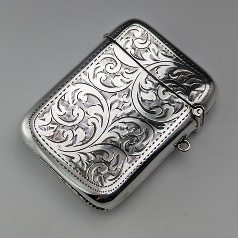 1913 British Antique Sterling Silver Vesta Case Match Case Samuel Levi