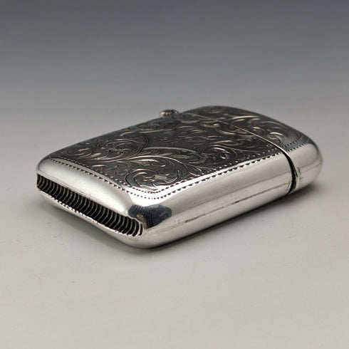 1913 British Antique Sterling Silver Vesta Case Match Case Samuel Levi