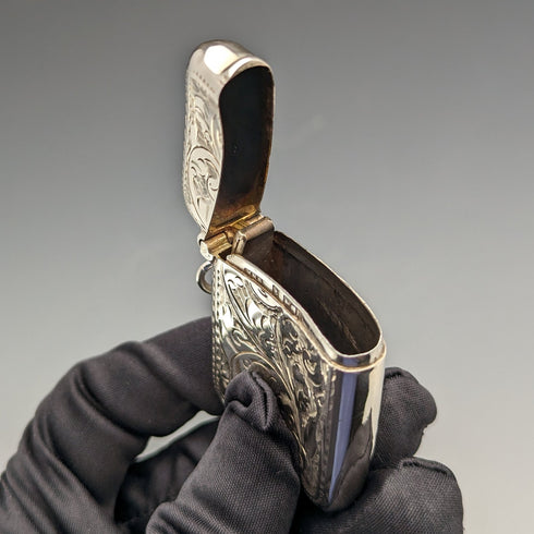 1912 British Antique Sterling Silver Vesta Case Match Case William Henry Sparrow