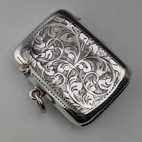 1904 British Antique Sterling Silver Vesta Case Match Case Joseph Gloster