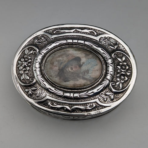 Circa 1900 German Antique 800 Silver Enamel Decoration Box 85g