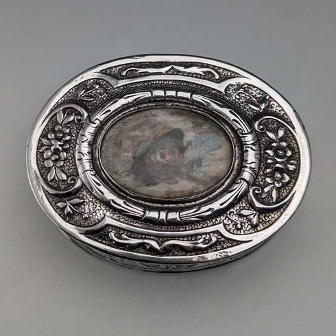 Circa 1900 German Antique 800 Silver Enamel Decoration Box 85g