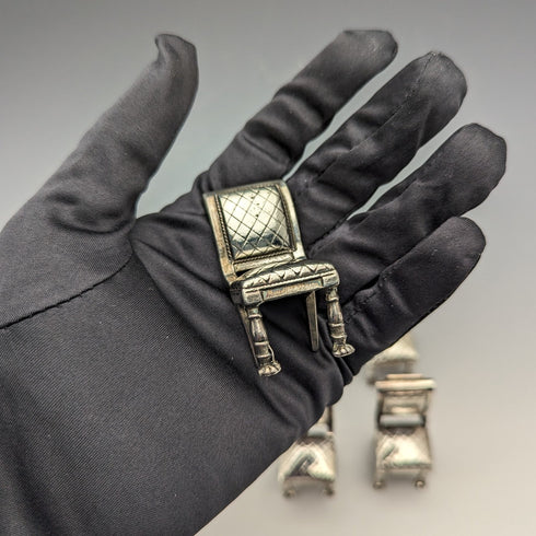 ヴィンテージ シルバープレート製 椅子型 メニューホルダー 6個セット