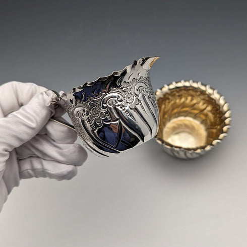 1891 British Antique Sterling Silver Sugar Bowl & Cream Jug 88g James Dixon & Sons