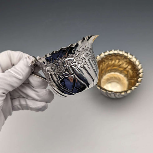 1891年 英国アンティーク 純銀製シュガーボウル&クリームジャグ 計88g James Dixon & Sons