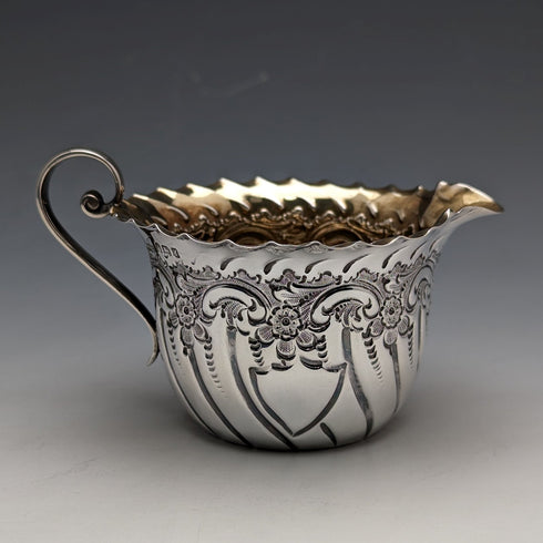 1891 British Antique Sterling Silver Sugar Bowl & Cream Jug 88g James Dixon & Sons