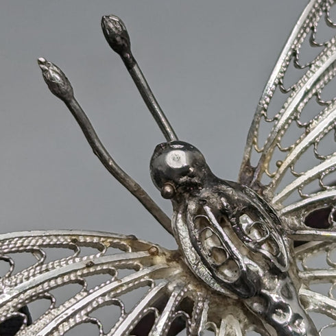 英国ヴィンテージ フィリグリー バタフライ シルバーブローチ2