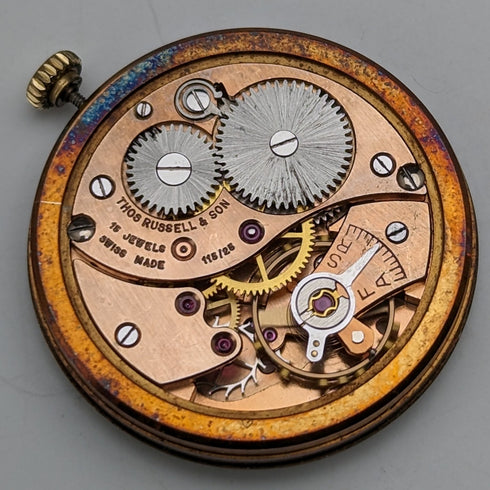 1962 British Vintage Russell Watch K9 solid gold case, in good working order, in wooden box