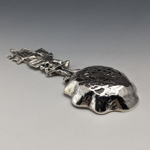 1911 British Antique Sterling Silver Large Tea Caddy Spoon Berthold Hermann Muller