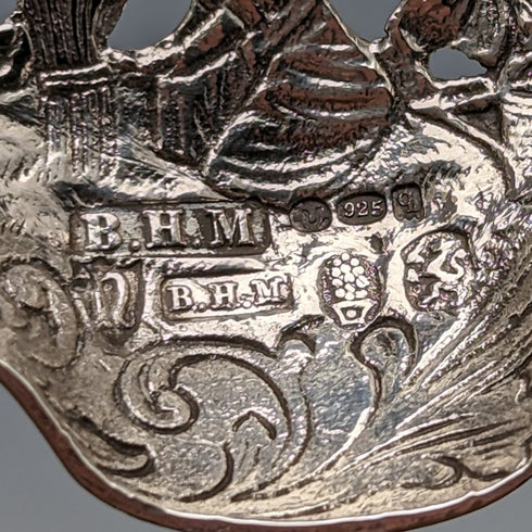 1911 British Antique Sterling Silver Large Tea Caddy Spoon Berthold Hermann Muller