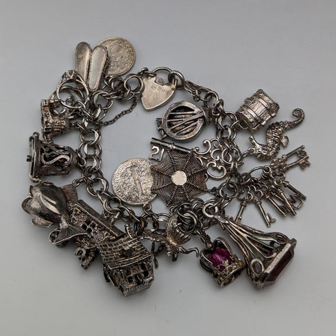 1980 英國復古純銀吊飾手鍊 75 克