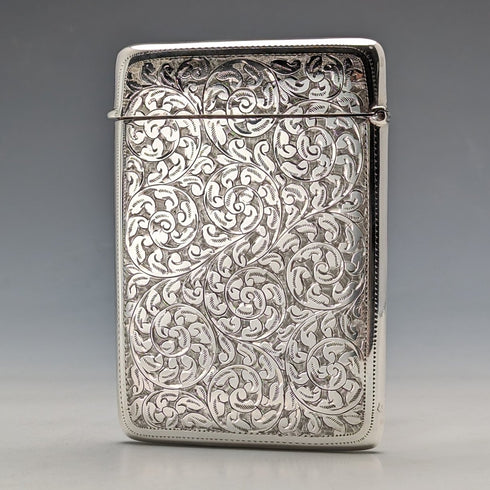 1910 年英國古董純銀卡盒捲軸圖案 90 克