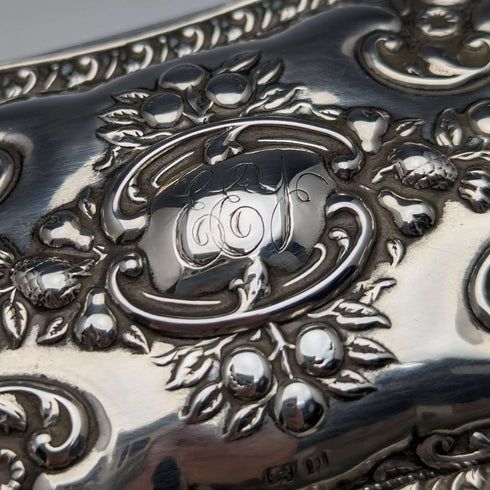 1912 British Antique Sterling Silver Jewelry Box 370g Jones & Crompton