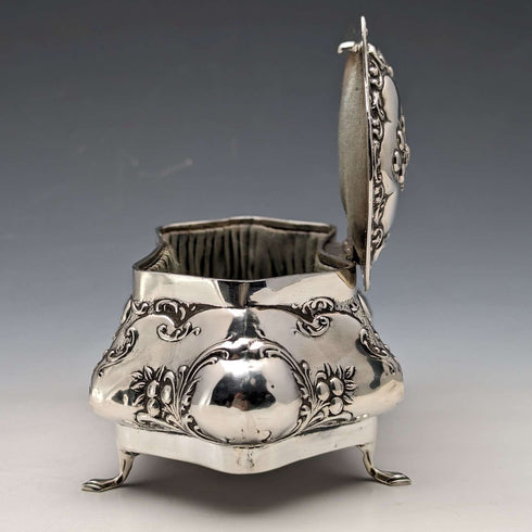 1912 British Antique Sterling Silver Jewelry Box 370g Jones & Crompton