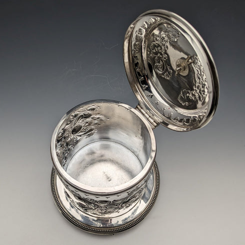 1895年頃 英国アンティーク シルバープレート製 ビスケットバレル James Deakin & Sons