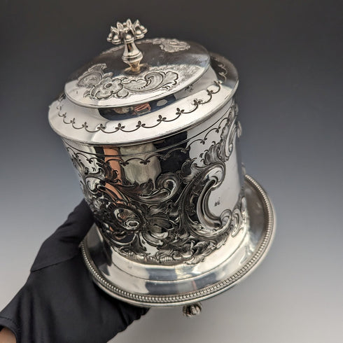 1895年頃 英国アンティーク シルバープレート製 ビスケットバレル James Deakin & Sons