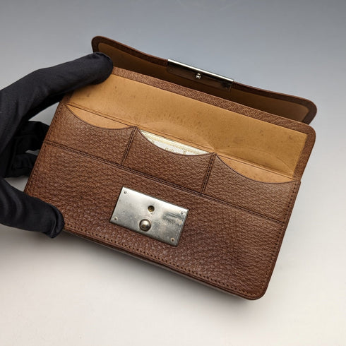 英国ヴィンテージ ブラウンレザー ソーイングバッグ