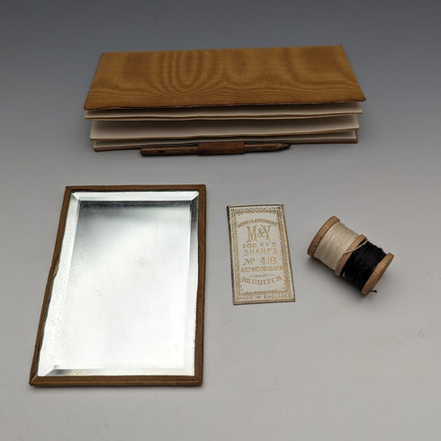 英国ヴィンテージ ブラウンレザー ソーイングバッグ