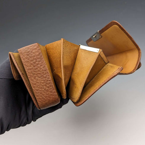 British vintage brown leather sewing bag