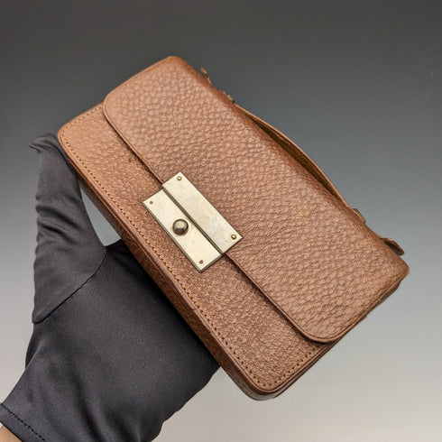 英国ヴィンテージ ブラウンレザー ソーイングバッグ