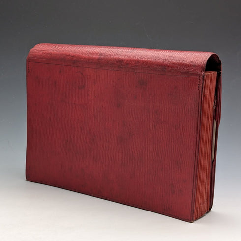 英国ヴィンテージ レッドレザー 鍵付き 書類ケース(メモ&レターバッグ)