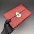 British Vintage Red Leather Document Case with Key (Memo & Letter Bag)