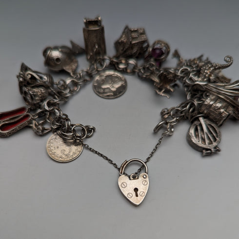 1980 英國復古純銀吊飾手鍊 75 克