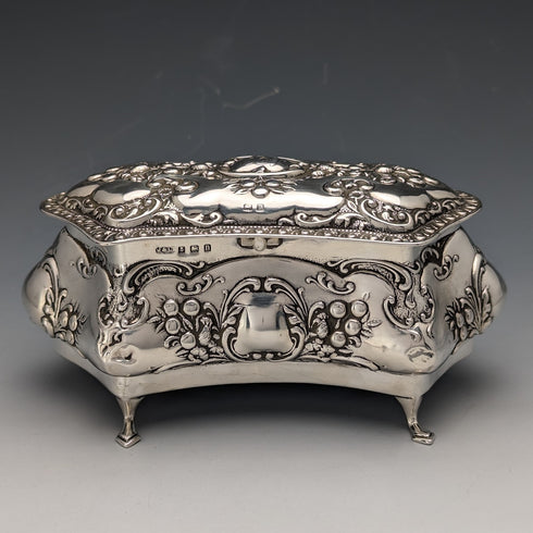 1912年 英国アンティーク 純銀製 ジュエリーボックス 370g Jones & Crompton