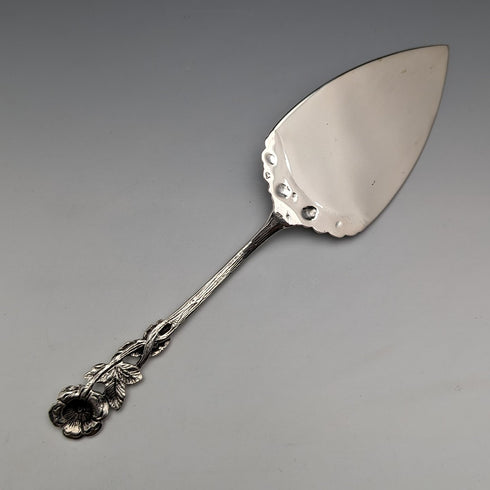 Antique 800 Silver Pastry Server with Rose Sculpture