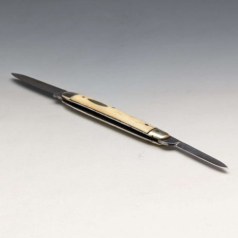 British Antique Bone Handle Pen Knife Steel Blade x2 J Lewis & Sons