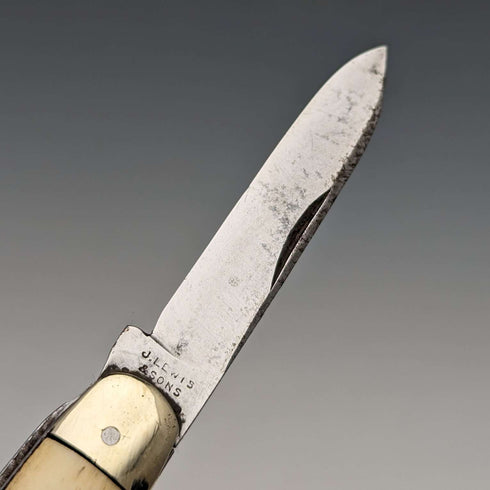 British Antique Bone Handle Pen Knife Steel Blade x2 J Lewis & Sons
