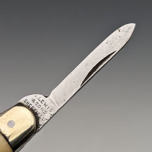 英国アンティーク ボーンハンドル ペンナイフ スチールブレードx2 J Lewis & Sons