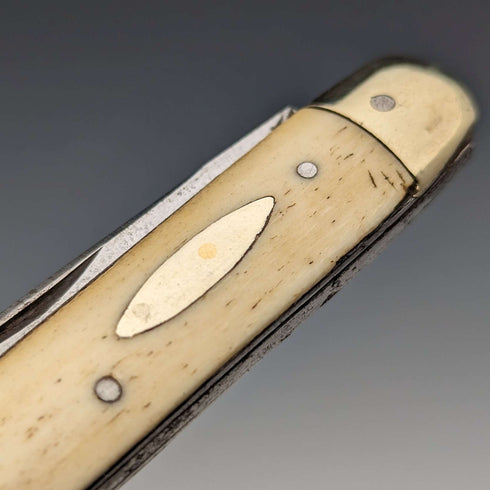 British Antique Bone Handle Pen Knife Steel Blade x2 J Lewis & Sons