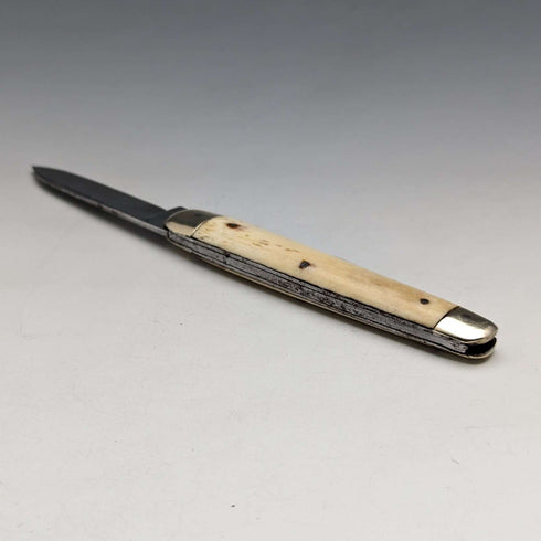 British Antique Bone Handle Pen Knife Steel Blade x2 J Lewis & Sons