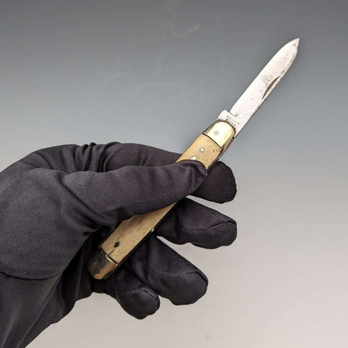 British Antique Bone Handle Pen Knife Steel Blade x2 J Lewis & Sons
