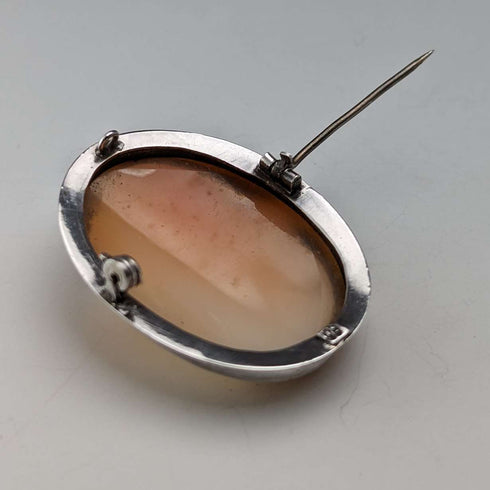 Vintage 800 Silver & Shell Cameo Brooch