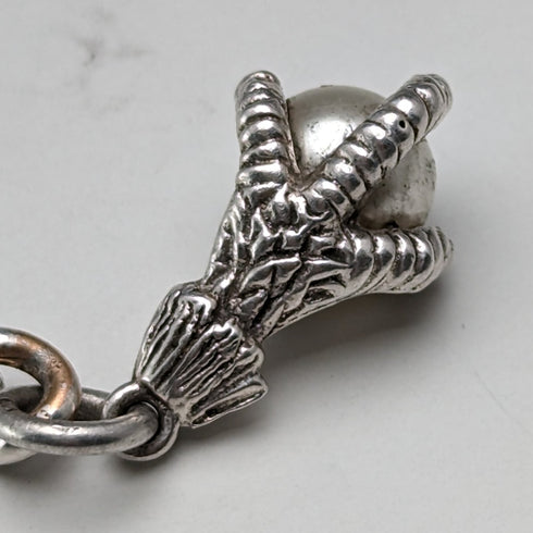 約 1910 年英國古董純銀阿爾伯特鏈 44 克爪子和碗扣